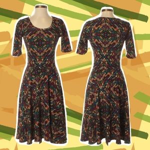 LulaRoe Dress  Boho Aztec Nicole Skater Size L
